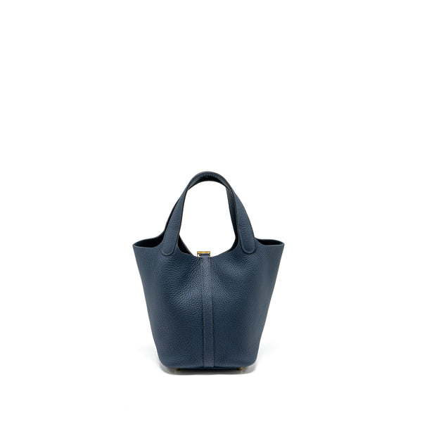 Hermes Picotin 18 Lock Bag Clemence Bleu De Prusse GHW Stamp W