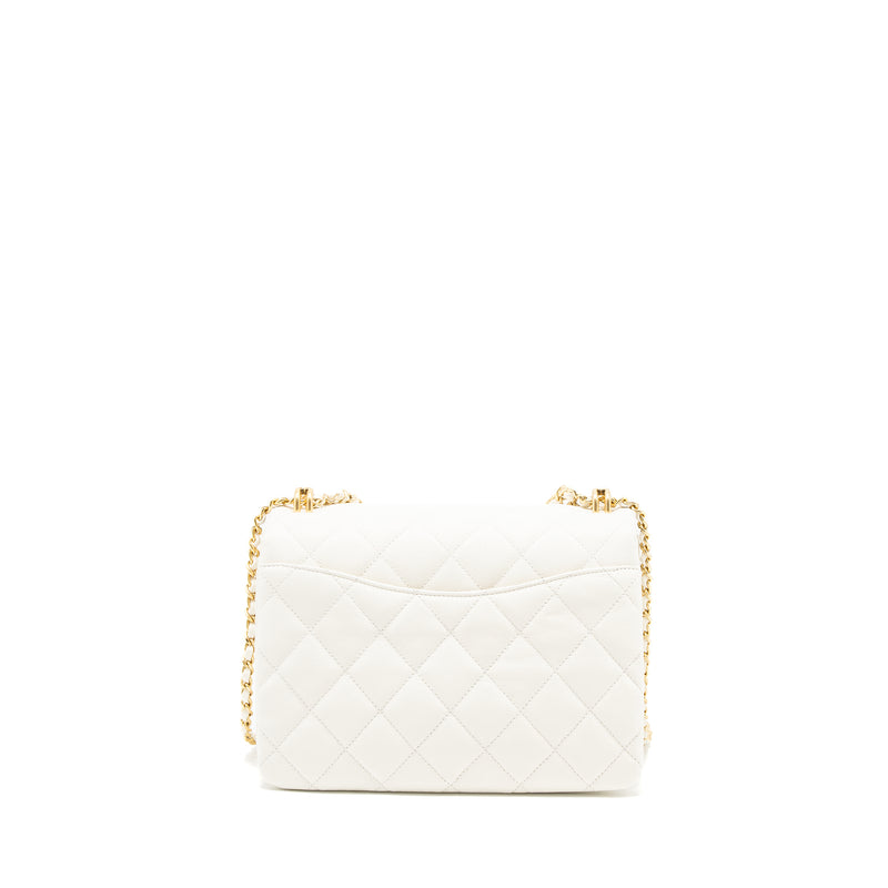 Chanel 21K Coco First Caviar White Brushed GHW (Microchip)