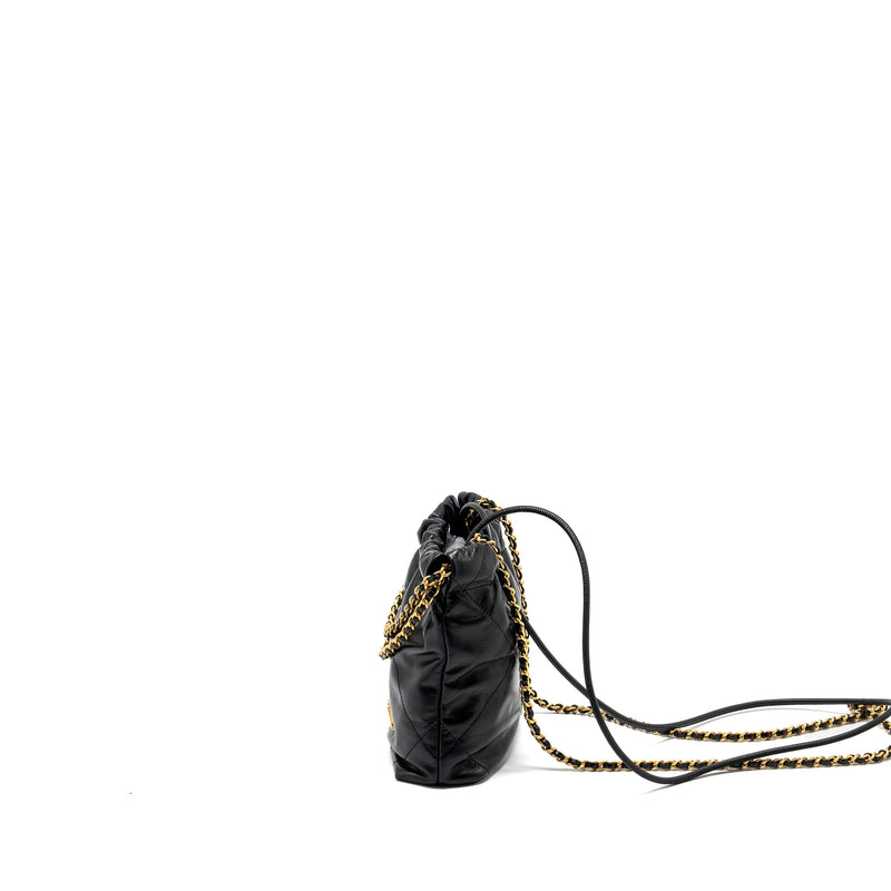 Chanel mini 22 bag shiny calfskin black GHW (microchip)