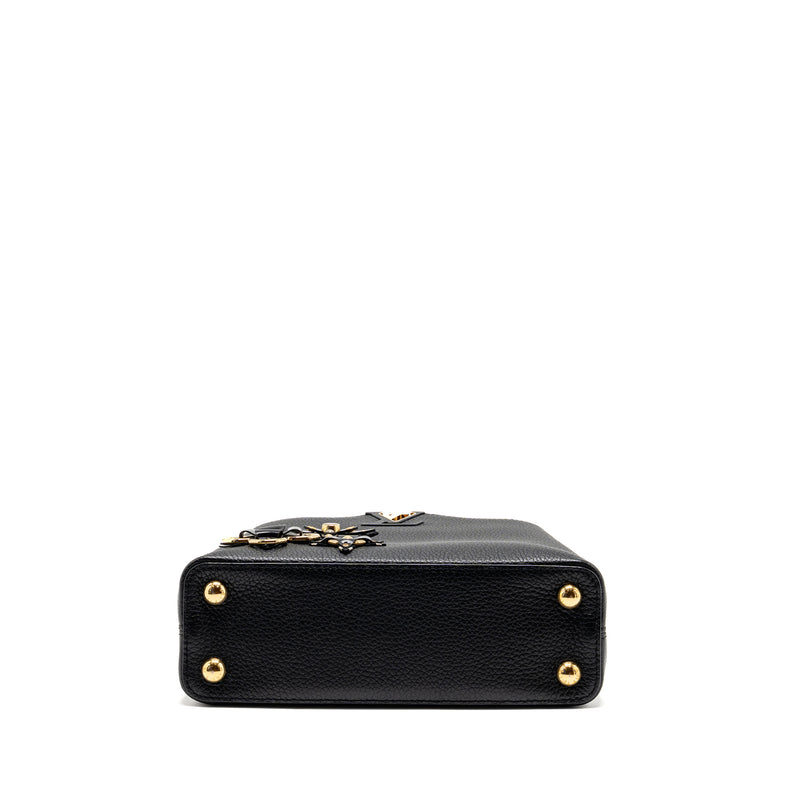 Louis Vuitton Capucines BB with Monogram Flower Embellishments Taurillon Black GHW