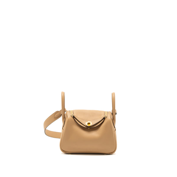 Hermes Mini Lindy Swift Chai/Mauve Sylvestre GHW Stamp U