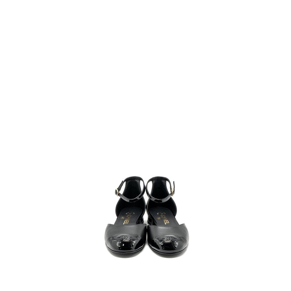 Chanel Size 37 Flat Shoes Lambskin/Patent Black GHW