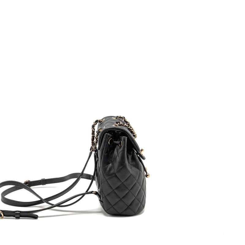 Chanel Quilted Mini Backpack Caviar Black LGHW (Microchip)