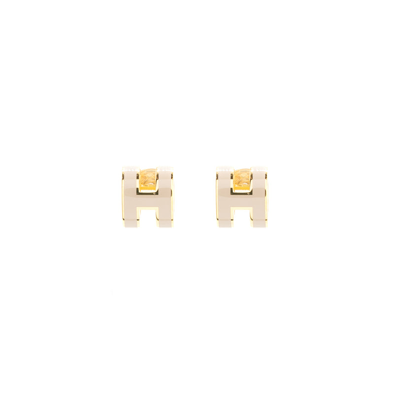 Hermes Mini Pop H Earrings Marron Glace GHW