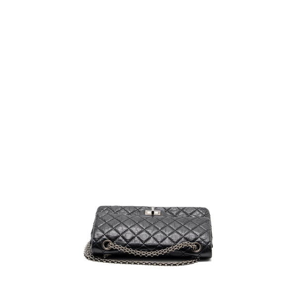 Chanel small 2.55 reissue flap bag aged calfskin black ruthenium hardware