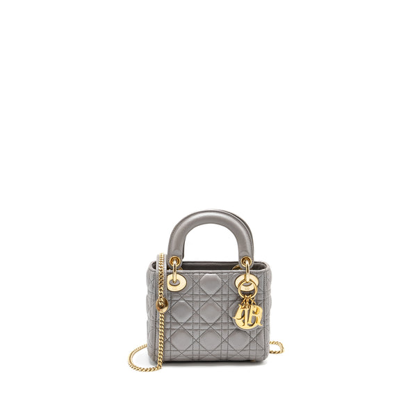 Dior Mini Lady Dior Lambskin Iridescent Grey LGHW