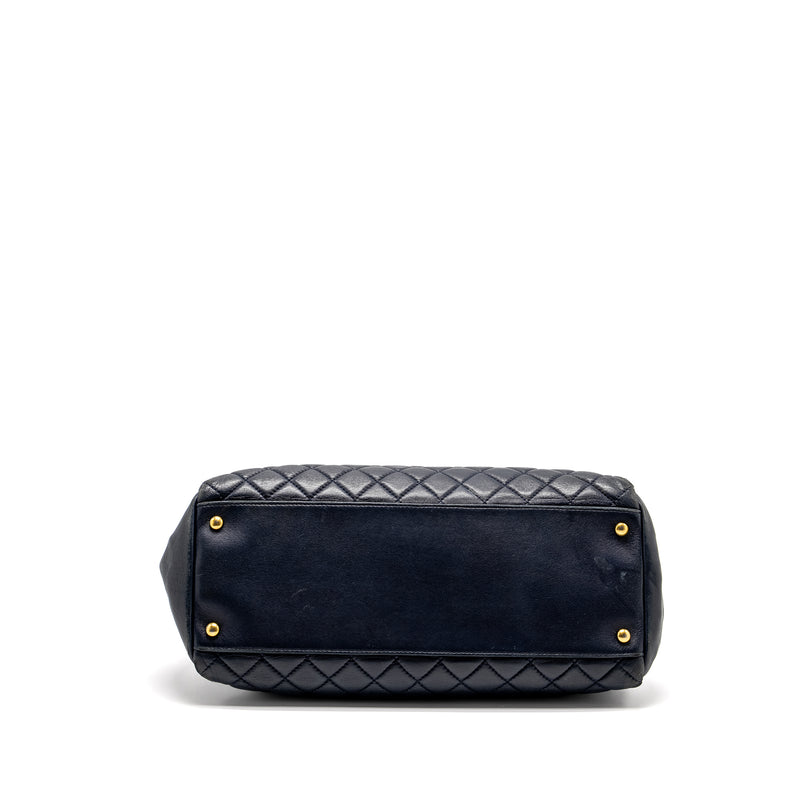 Chanel Just Mademoiselle Bowling Bag Lambskin Dark Blue GHW