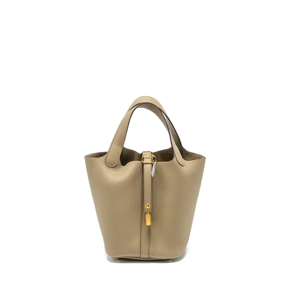 Hermes Picotin 18 Lock Bag Clemence beige Marfa GHW Stamp W