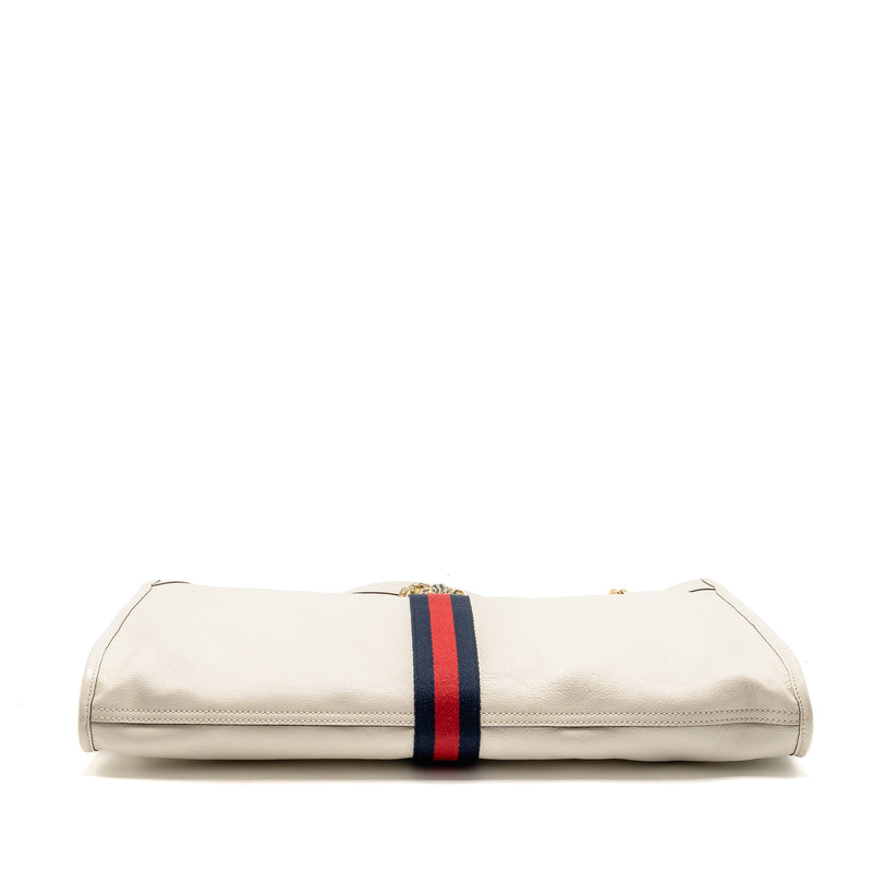 Gucci Rajah large chain tote bag leather white GHW