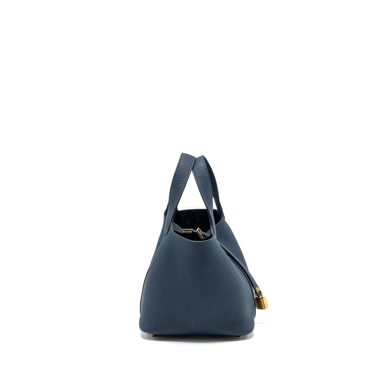 Hermes Picotin 18 Lock Bag Clemence Bleu De Prusse GHW Stamp W