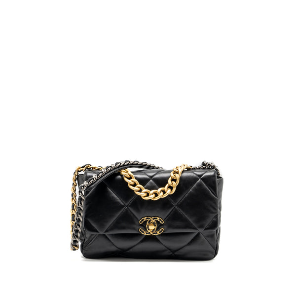 Chanel Medium 19 Bag Lambskin Black Multicoloured Hardware(Microchip)