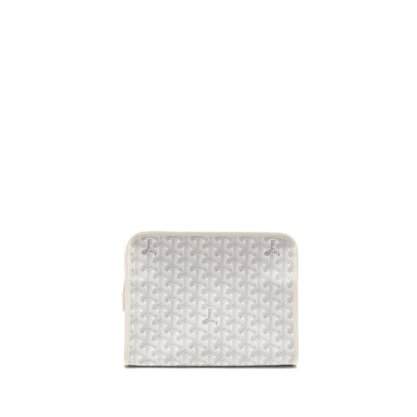 Goyard Jouvence MM Toiletry Bag Goyardine Canvas White SHW