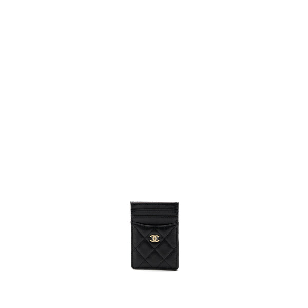Chanel 23K vertical card holder caviar black LGHW (microchip)