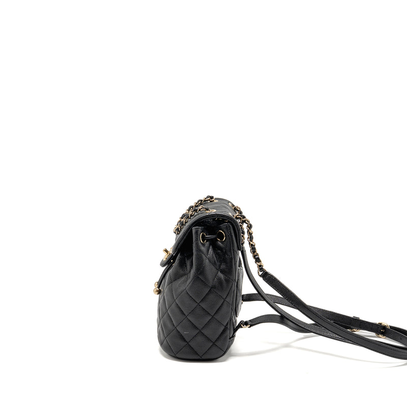 Chanel Quilted Mini Backpack Caviar Black LGHW (Microchip)