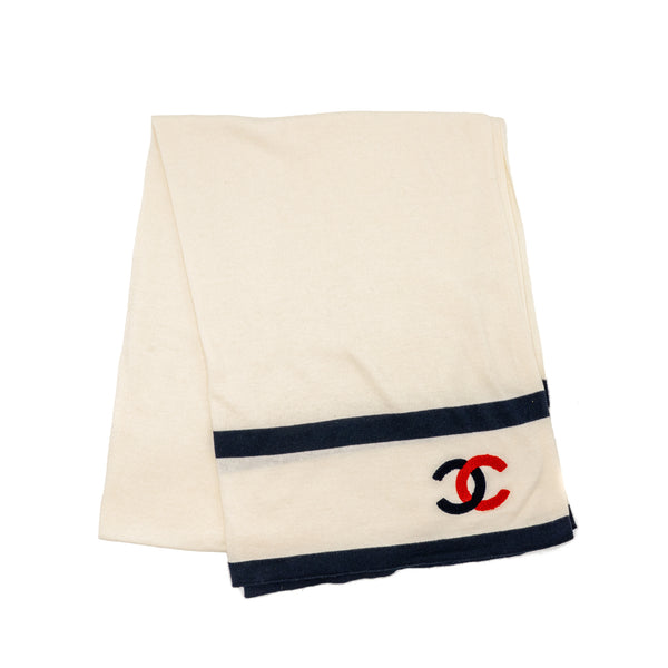 Chanel CC Scarf Cotton/Cashmere White/Blue/Red