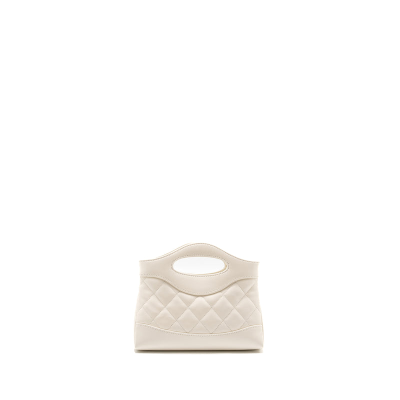 Chanel Mini 31 Clutch with  Chain Shiny Calfskin White LGHW (Microchip)