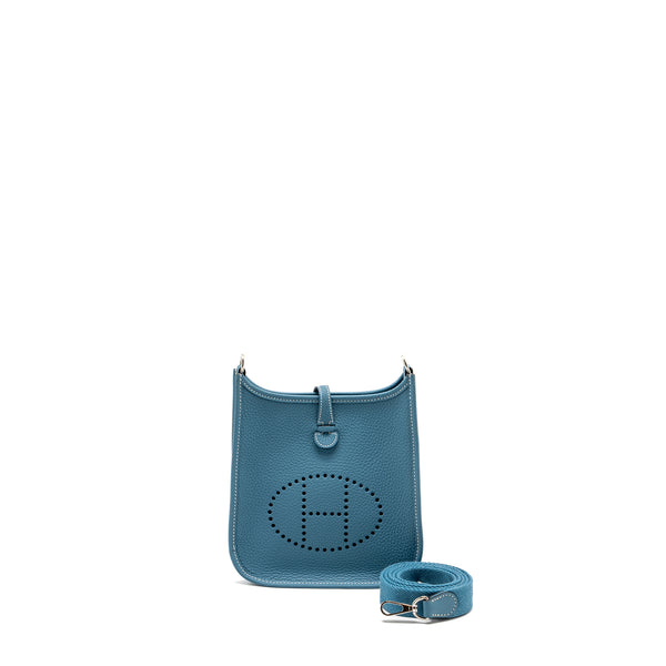 Hermes Mini Evelyne Clemence New Blue Jean SHW Stamp W