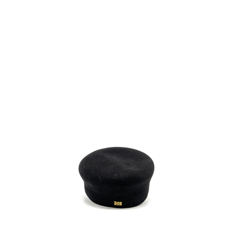 Dior Size 57 Beret Hat Rabbit Hair/Silk Black