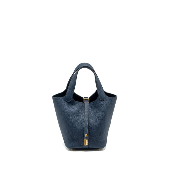 Hermes Picotin 18 Lock Bag Clemence Bleu De Prusse GHW Stamp W