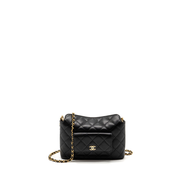 Chanel fold flap vanity clutch with chain caviar black GHW (microchip)