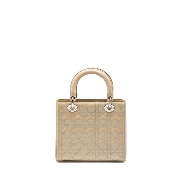 Dior Medium Lady Dior Patent Beige SHW