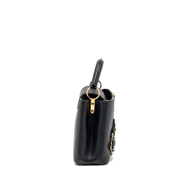 Louis Vuitton Capucines BB with Monogram Flower Embellishments Taurillon Black GHW