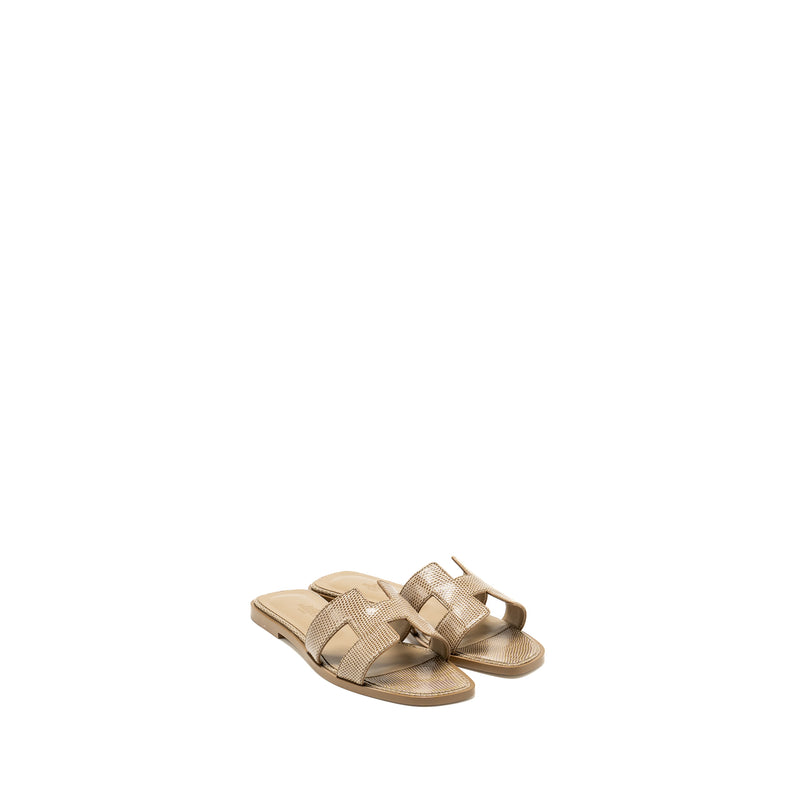 Hermes size 38 oran sandals lizard beige Argile