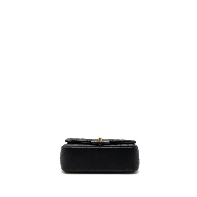 Chanel 23K pearl crush mini rectangular flap bag lambskin black GHW (microchip)