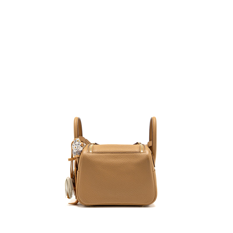 Hermes Mini Lindy Clemence Biscuit GHW Stamp B with Rodeo and Twilly (Sell in A Set)