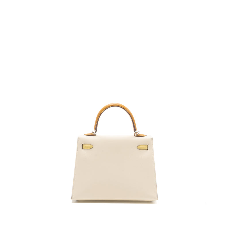 Hermes kelly 25 epsom nata / jaune poussin / sesame SHW stamp Z