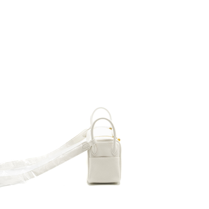 Hermes Mini Lindy Clemence New White GHW Stamp B
