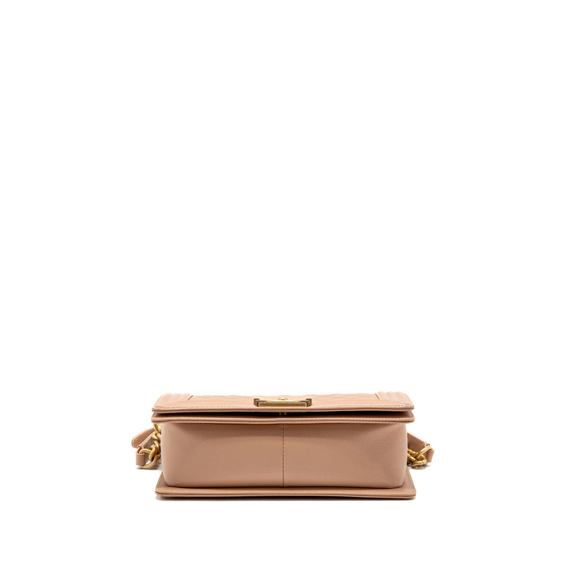 Chanel Medium Boy Bag Grained Calfskin Beige GHW