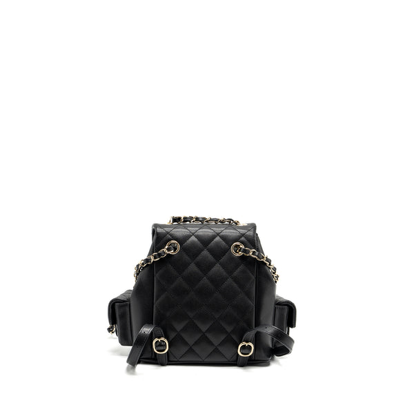 Chanel 23K triple pocket backpack caviar black LGHW (microchip)