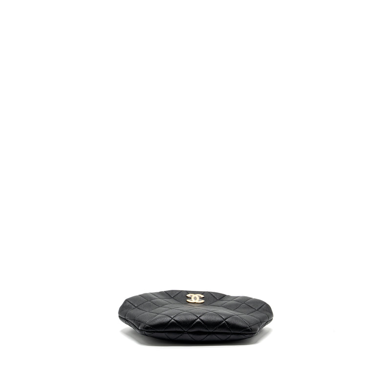 Chanel pearl round handle evening clutch lambskin black GHW (microchip)