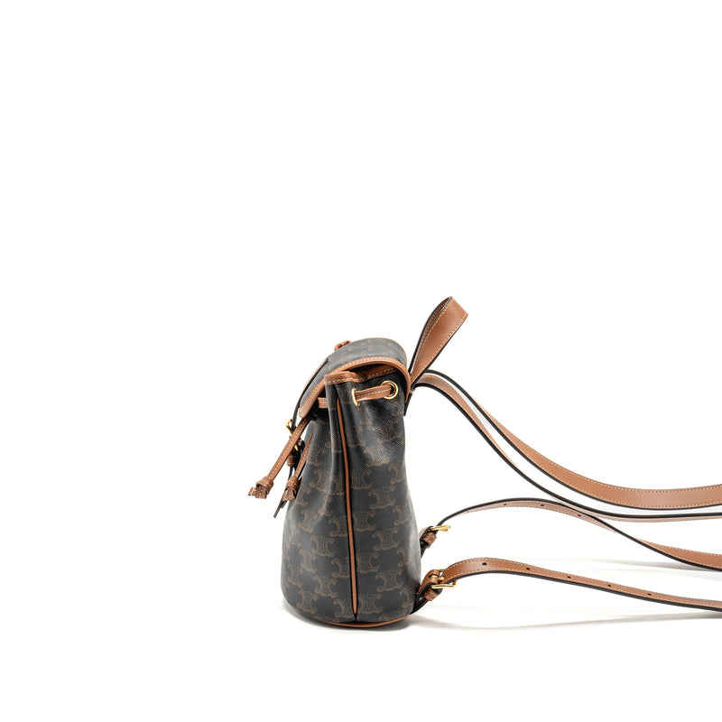 celine backpack mini Celine Mini backpack Folco triomphe canvas / calfskin tan GHW