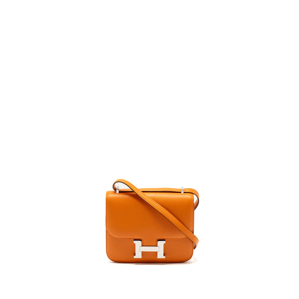 Hermes Mini Constance chevron mysore orange / rose azalee SHW stamp U