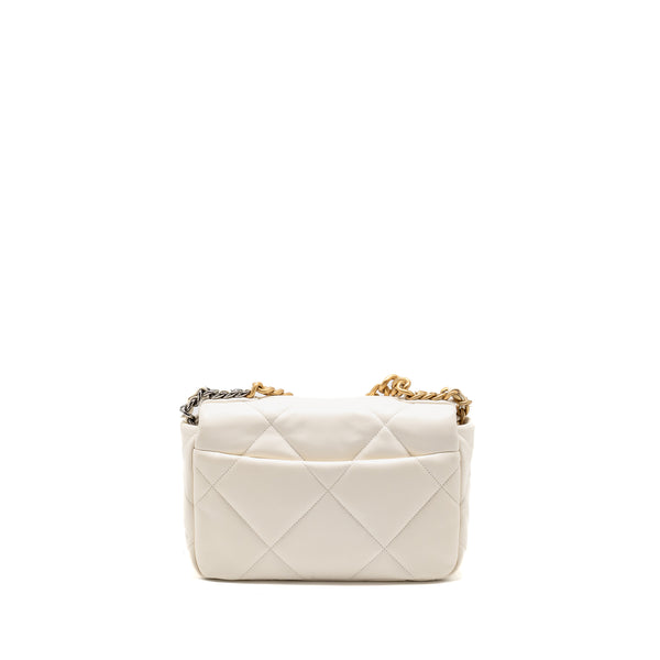 Chanel Small 19 Bag Shiny Goatskin White Multicolour Hardware (Microchip)