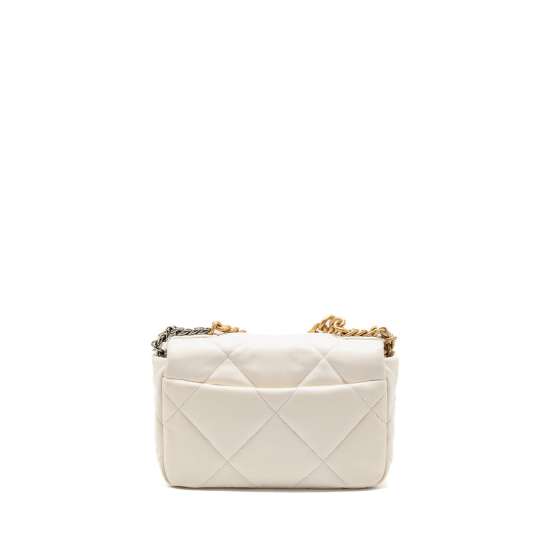 Chanel Small 19 Bag Shiny Goatskin White Multicolour Hardware (Microchip)