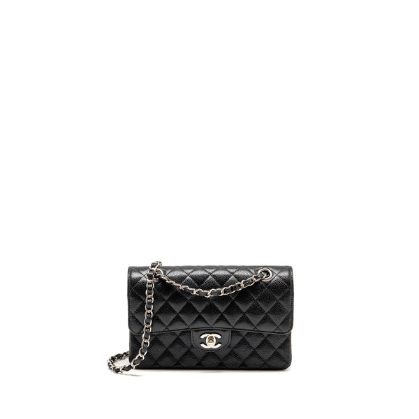 CHANEL Small Classic Double Flap Bag Caviar Black SHW