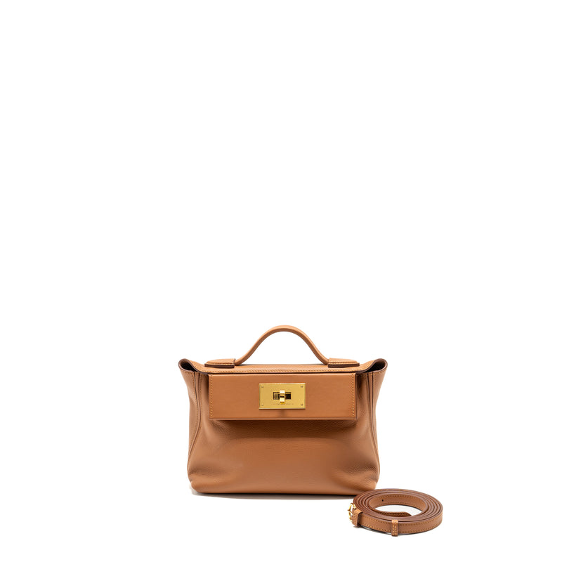 Hermes Mini 24/24 2424-21 bag evercolor / swift gold GHW stamp Z