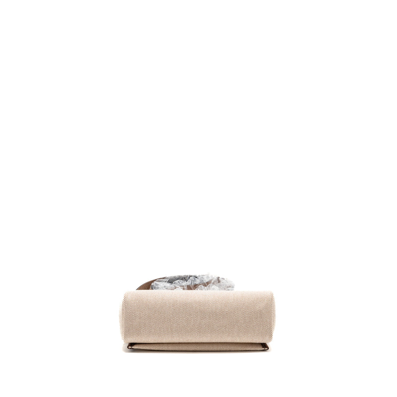 Hermes Herbag Mini Canvas / Hunter Leather Ecru-Beige / Ebene GHW Stamp K
