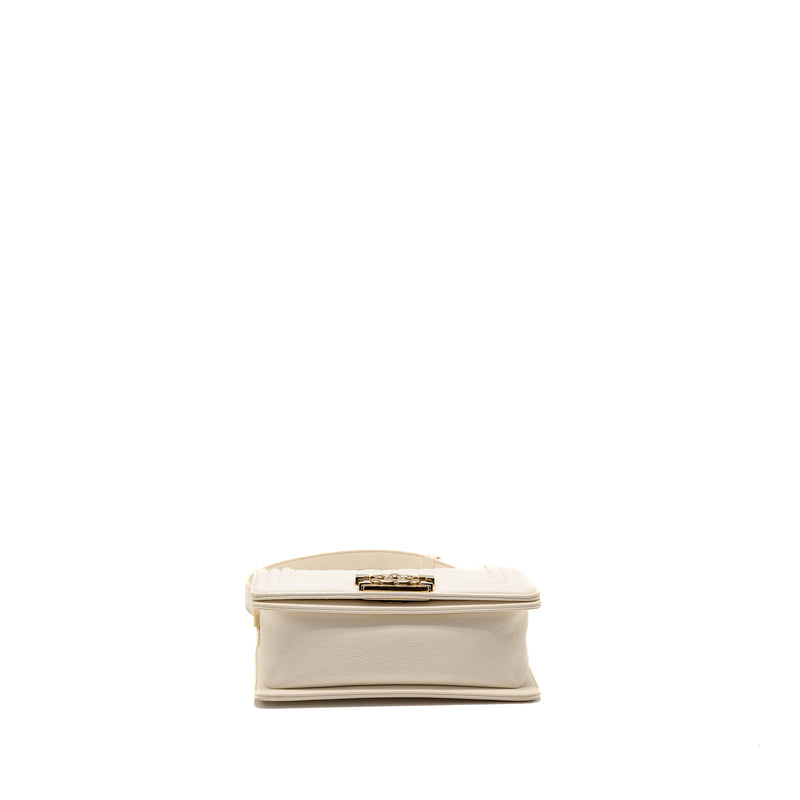 Chanel Small boy bag caviar white LGHW