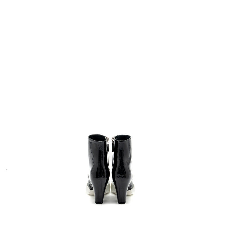 Chanel size 36 ankle boots patent black / white