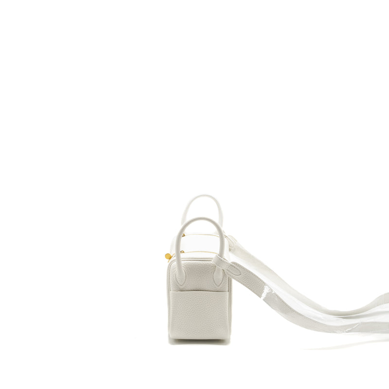 Hermes Mini Lindy Clemence New White GHW Stamp B
