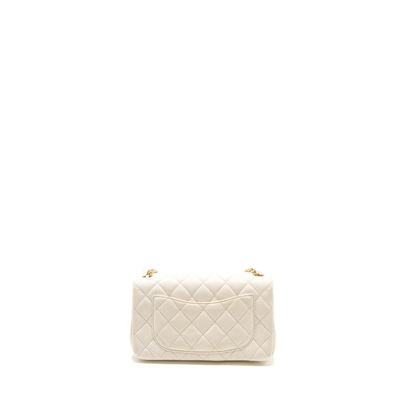 Chanel 23C Pearl Crush Mini Rectangular Flap Bag Lambskin White LGHW (Microchip)