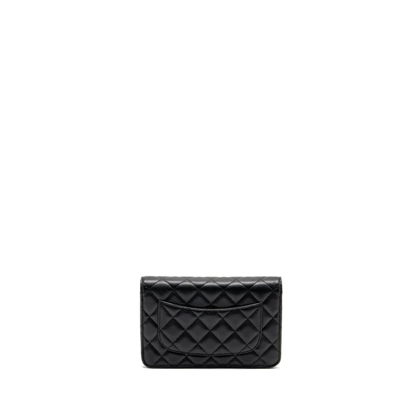Chanel CC logo quilted wallet on chain caviar black LGHW (microchip)