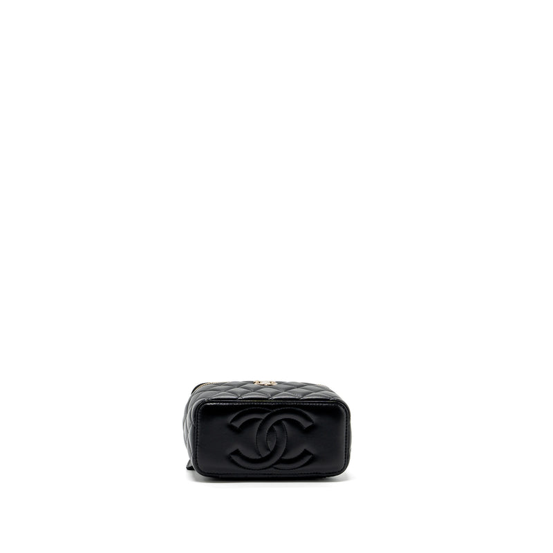 Chanel Top Handle Long Vanity Case Lambskin Black LGHW (Microchip)