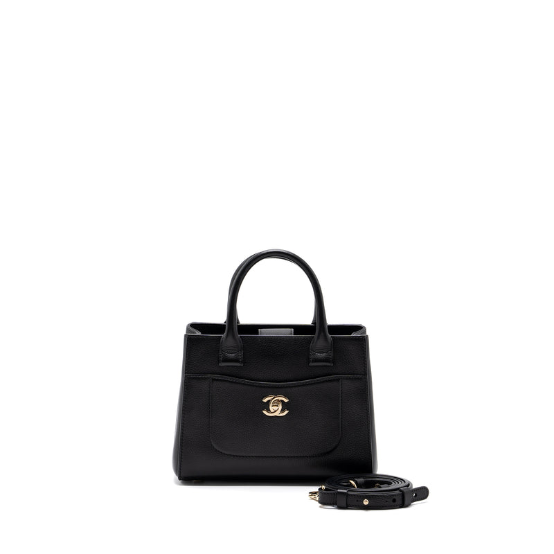 Chanel top handle small tote bag grained calfskin black LGHW