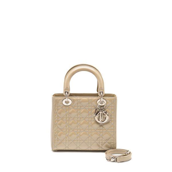 Dior Medium Lady Dior Patent Beige SHW