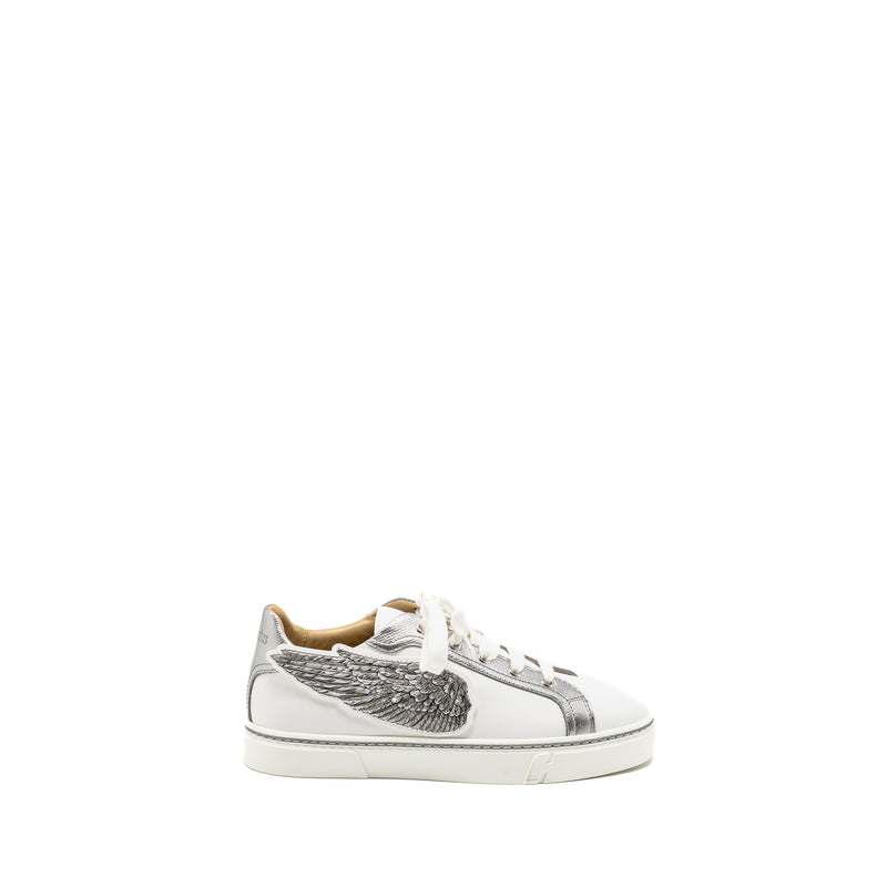 Hermes Size 37 Wing Sneakers Leather White/Silver SHW